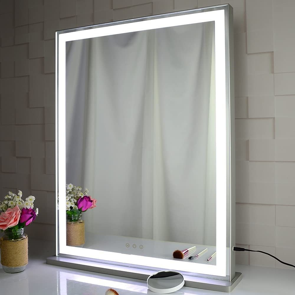 10x Magnification Mirror with Smart Touch Control and 3 Colors Dimmable Light for Bathroom and Bedroom  (71 x 57 cm) | Auzzi Store