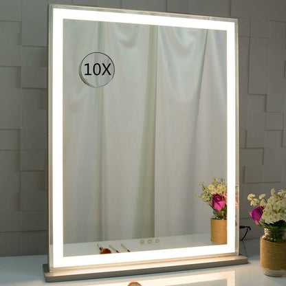 10x Magnification Mirror with Smart Touch Control and 3 Colors Dimmable Light for Bathroom and Bedroom  (71 x 57 cm) | Auzzi Store