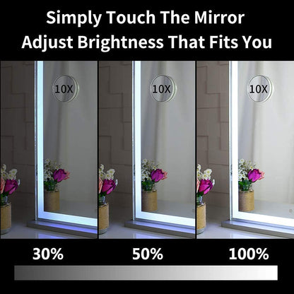 10x Magnification Mirror with Smart Touch Control and 3 Colors Dimmable Light for Bathroom and Bedroom  (71 x 57 cm) | Auzzi Store