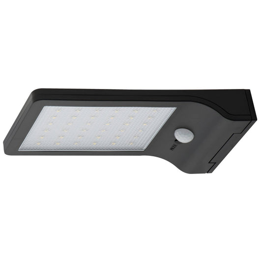 Arlec Black Ritter Sensor Solar Wall Light - 192mm Plastic - 400 Lumens