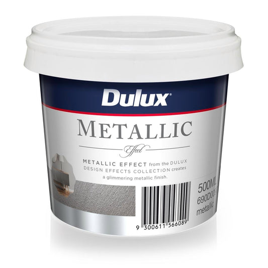 Dulux Design Metallic Effect Paint 5L - Silver - Water Based - Glimmering Finish - Auzzistore