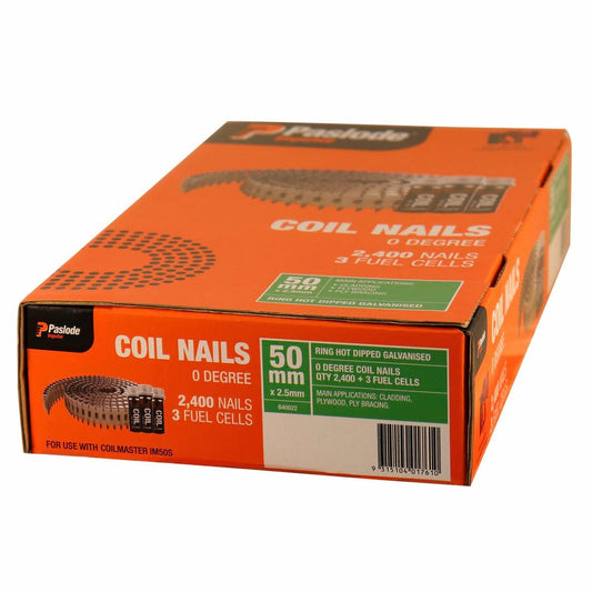 Paslode Impulse Coil Nails - 50 x 2.5mm - 2400 Pack - Hot Dip Galvanised - Auzzistore