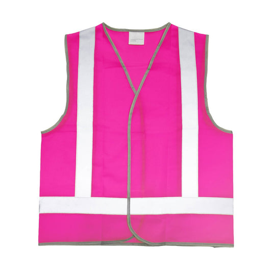 Craftright Large Hi Vis Pink Vest - Reflective Safety Apparel - 260g