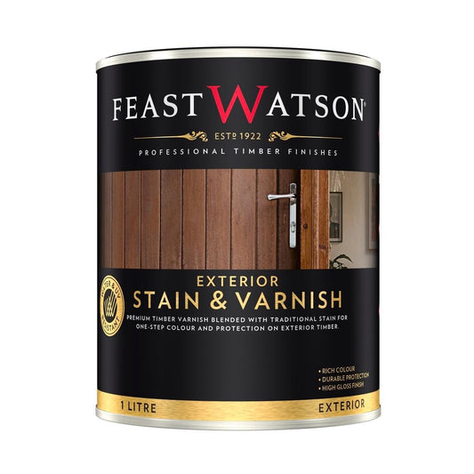 Feast Watson Exterior Stain and Varnish - 1L - Black - UV Resistant - Auzzistore
