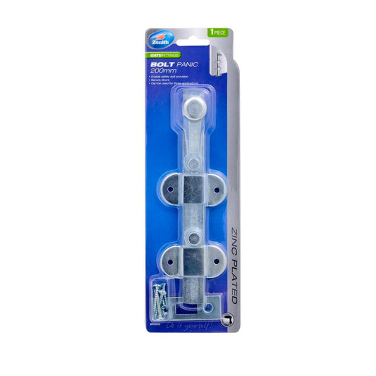 Zenith Panic Bolt - 200mm Zinc Plated - Steel - Added Security - Auzzistore