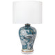 Cafe Lighting and Living Seraphine Table Lamp Ceramic Chinoiserie White Linen Shade Blue