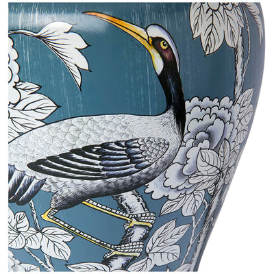 Cafe Lighting and Living Seraphine Table Lamp Ceramic Chinoiserie White Linen Shade Blue