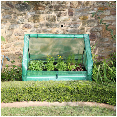 Greenlife Raised Garden Bed White 120 x 90 x 30cm With Drop Over Greenhouse