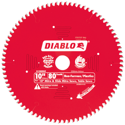 Diablo Circular Saw Blade - Non Ferrous Plastics - 254mm - 80t - Durable Cuts