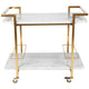 CAFE LIGHTING & LIVING Franklin White Marble Bar Cart Gold - Stainless Steel Frame, Inlaid Marble Shelves, Lockable Castors