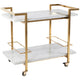 CAFE LIGHTING & LIVING Franklin White Marble Bar Cart Gold - Stainless Steel Frame, Inlaid Marble Shelves, Lockable Castors – view 2