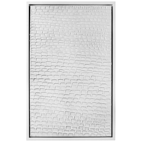 Cafe Lighting and Living White Ripples Canvas Painting Shadow Box Frame White