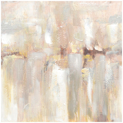 Cafe Lighting and Living Mystery Island Canvas Painting Gold Frame Grey and Taupe