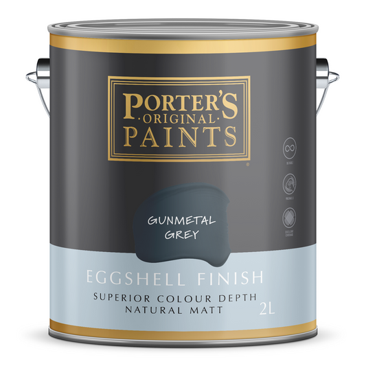 Porter S Washable Paint - 2L - Gunmetal Grey - Eggshell Finish - 162mm x 156mm x 141mm - Auzzistore