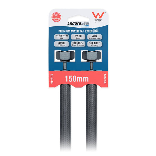 Enduraseal 150mm Silver Flexible Braided Water Connector - 2 Pack - Durable, Rust Resistant – view 2