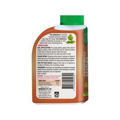 Manutec Iron Sulphate 500g Soluble Crystals - Corrects Iron Deficiency
