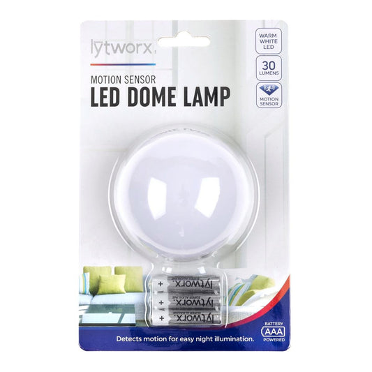 Lytworx Battery Operated Motion Sensor Dome Lamp - 30 Lumens - White - 80mm x 55mm x 80mm