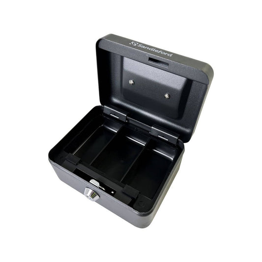 Sandleford Cash Box Small - Black 150mm Steel Portable Key Lockable – view 2 - Auzzistore
