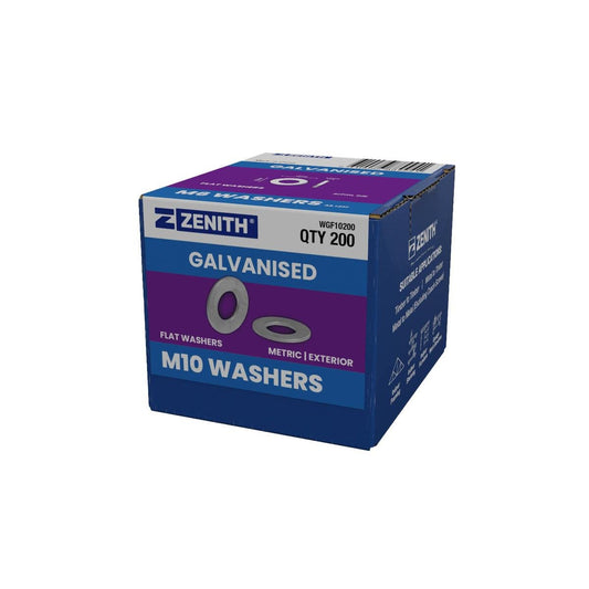 Zenith M10 Hot Dip Galvanised Flat Round Washers 200 Pack 4.6 Steel - Auzzistore