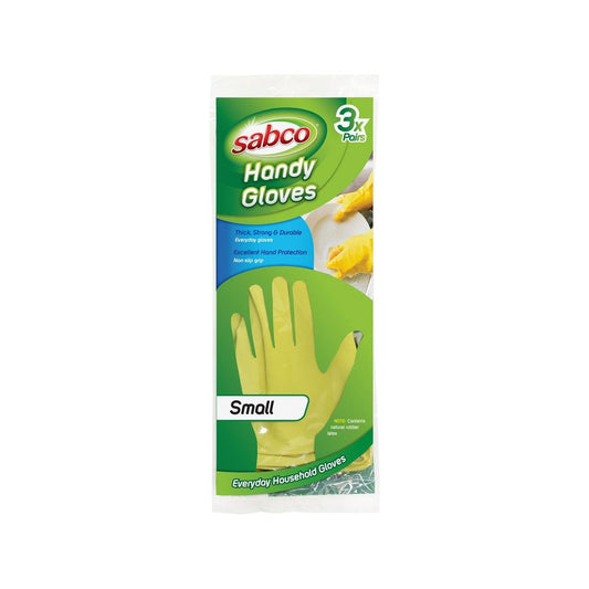 Sabco Handy Gloves - Small - Latex - Non Slip Grip - 3 Pairs