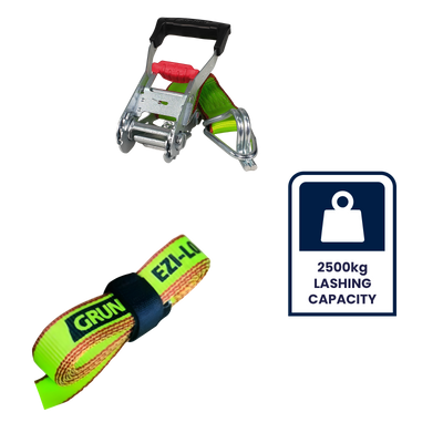 Grunt Ezi Load Ratchet Tie Down 50mm x 9m - 2500kg Capacity - Side Loading