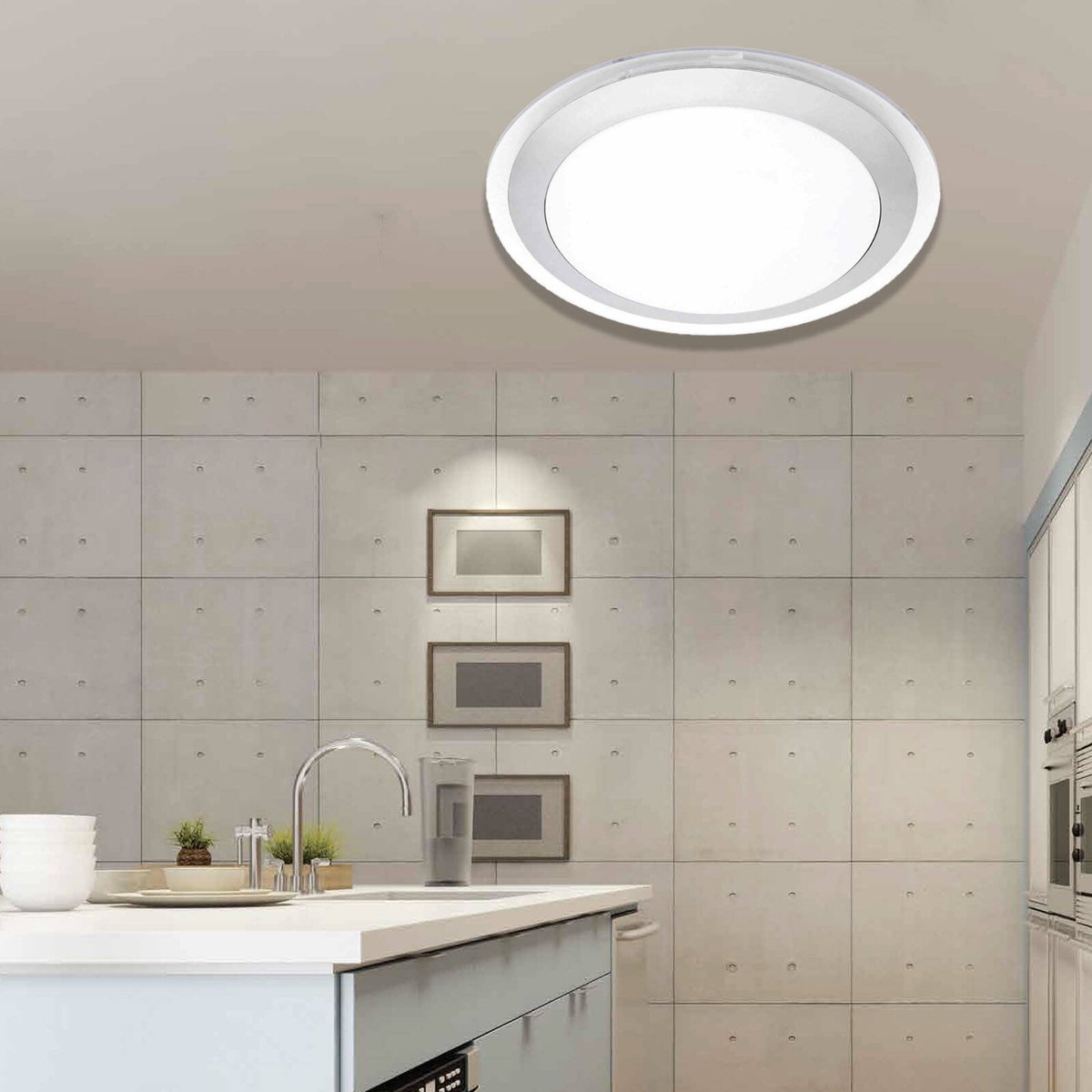 Brilliant 33cm 18W Charlton LED Oyster Ceiling Light - Acrylic - Modern Design