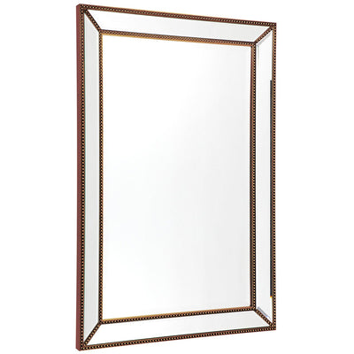 Cafe Lighting and Living Zeta Wall Mirror Antique Gold Bevelled Beaded Trim