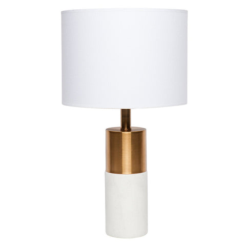 Cafe Lighting and Living Lane Table Lamp Marble And Brass White Linen Shade