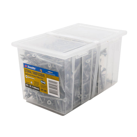 Zenith Timber Screws 8 x 65mm Galvanised Ribbed Countersunk 500 Pack - Auzzistore
