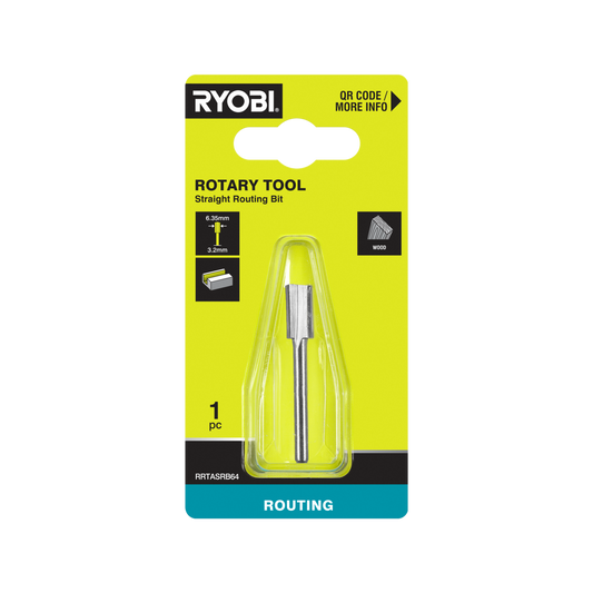Ryobi 6.4mm Straight Router Bit - 3.2mm Shank - Precision Cutting Tool - Auzzistore