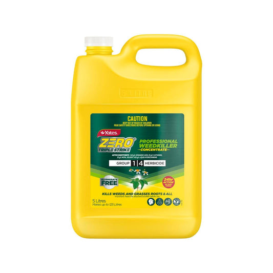 Yates 5L Zero Triple Strike Weedkiller Concentrate - Glyphosate-Free - Systemic Action - Auzzistore
