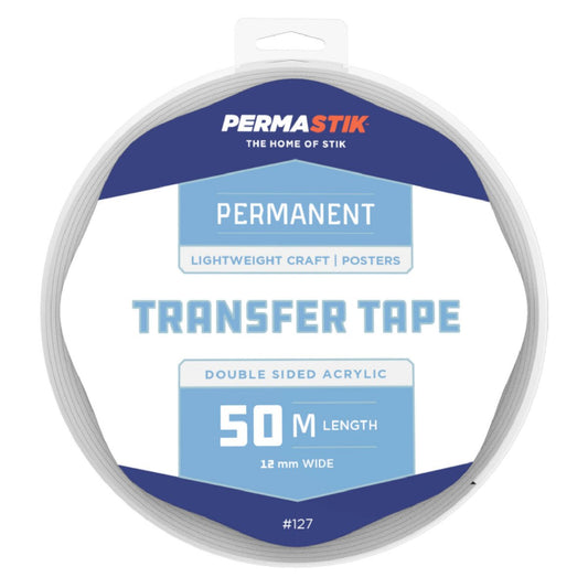 Permastik Double Sided Craft Tape - 50m x 12mm - Acrylic - Low Tack - Auzzistore
