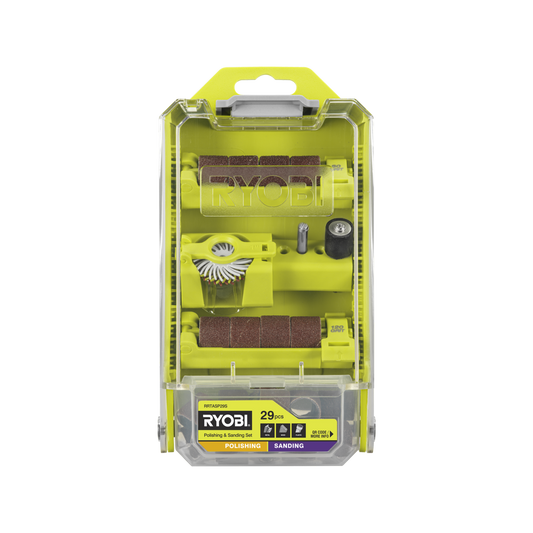 Ryobi 29 Piece Polishing and Sanding Set - 38mm x 1mm x 38mm - Durable Grits - Auzzistore