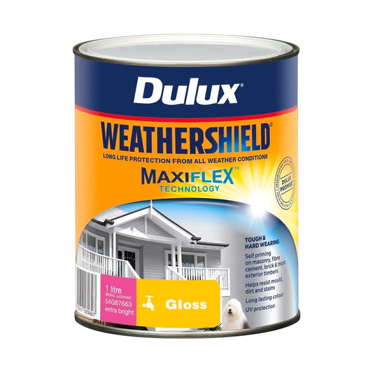 Dulux Weathershield Exterior Paint - 1L - Extra Bright Gloss - 110mm x 137mm x 110mm - Auzzistore