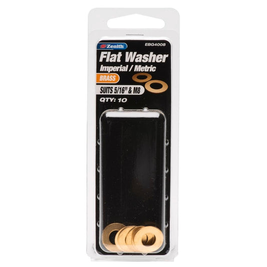 Zenith Flat Washer - 5/16 - 10 Pack - Solid Brass - Round Shape - Auzzistore