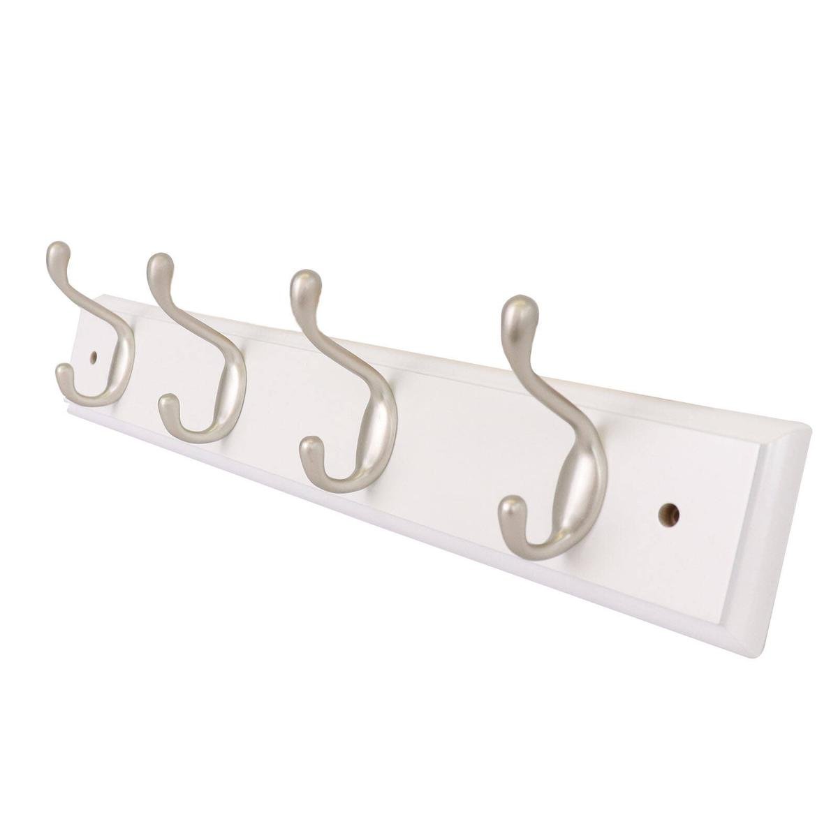 Syneco White Board Coat Rack 4 Hooks 450mm x 100mm White Silver – Auzzi ...