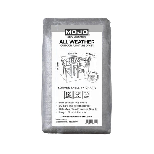 Mojo Square Table and Chairs Outdoor Furniture Cover - 1550mm x 750mm - UV Resistant, Weatherproof