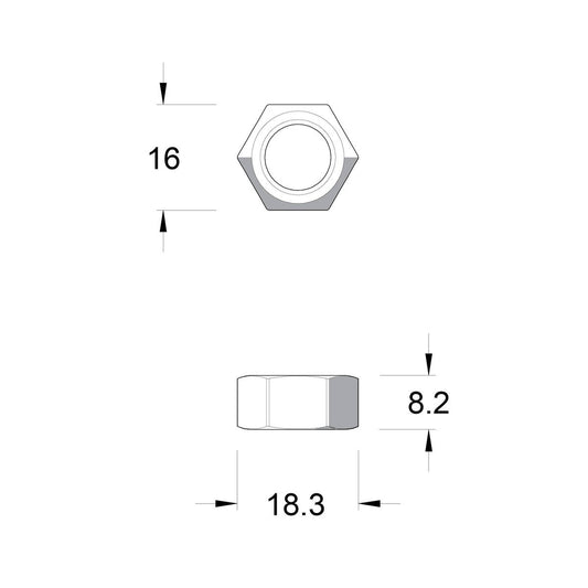 Zenith M10 Zinc Plated Hex Nuts - 18.3mm x 8.2mm x 16mm - Strong Grip - Coarse Thread – view 2 - Auzzistore