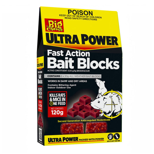 The Big Cheese Bait Blocks - 120g - Brodifacoum - Fast Action - Auzzistore