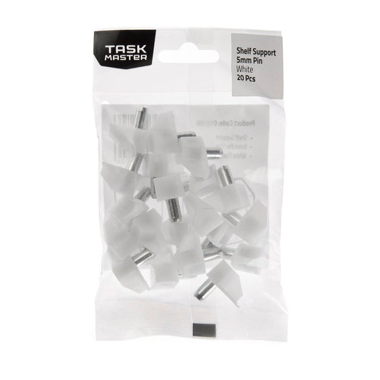 Taskmaster Plastic Shelf Support - 5mm - White - 20 Pack - Auzzistore