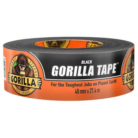 Gorilla 48mm x 27m Black Cloth Tape - Double-Thick Adhesive - Weather-Resistant