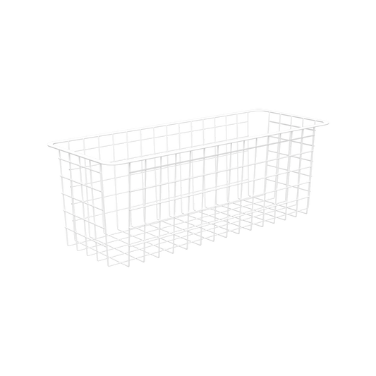 Flexi Storage White Wire Basket - 2 Runner - Half Width - Steel - Versatile - Auzzistore