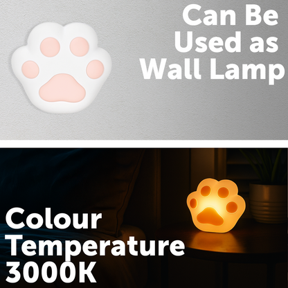 Arlec Pink Rechargeable Cat Paw Nightlight - 135mm x 143mm - Soft Silicone