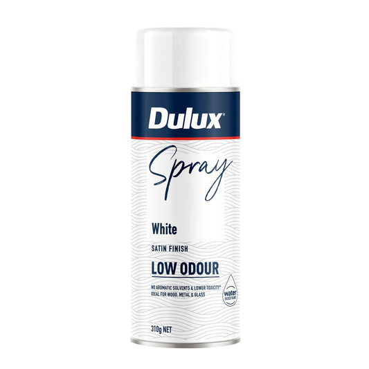 Dulux Spray Paint 310g Low Odour Satin White - Water-Based - Fast Drying - Auzzistore