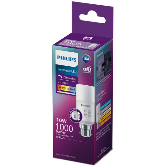 Philips Stick B22 LED Globe 10W 1000lm Dimmable 5CCT 140mm EyeComfort