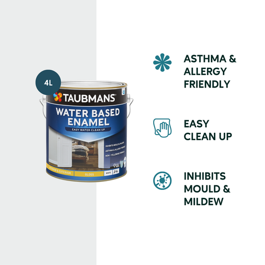 Taubmans 4L White Gloss Water Based Enamel Paint - Durable Finish - Low Odour – view 2 - Auzzistore