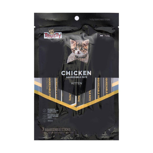 Trusty Chicken Squeezable Pate Kitten Treats - Pack of 7 - 12g Tubes - Nutritious Snack