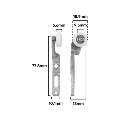 Rolltrak Adjustable Alloy Hanger-Nylon Roller-10kg Load-Left/Right