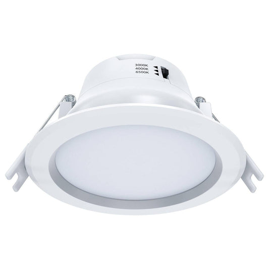 Arlec 9W Dimmable Tri-Colour Recessed Lens LED Downlight 92mm - White