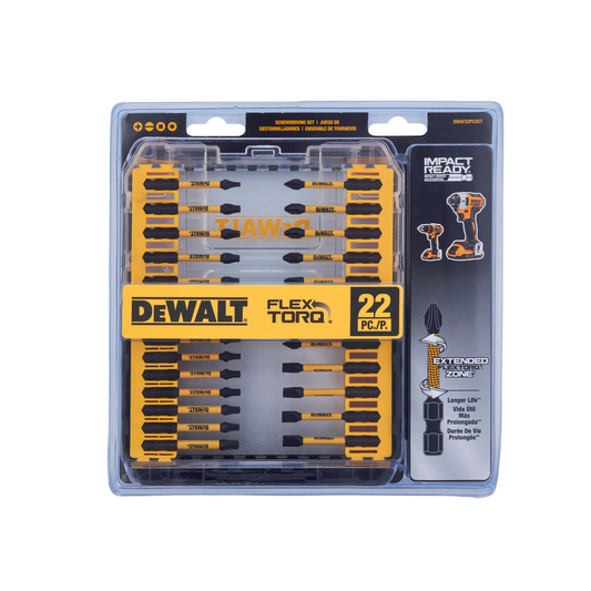 Dewalt Flextorq 22 Piece Screwdriving Bit Set - 190mm x 40mm x 220mm - ToughCase – view 2 - Auzzistore